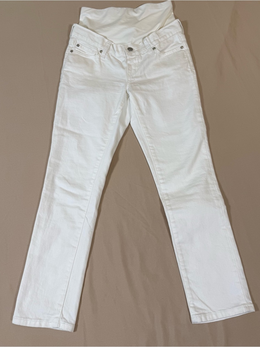 GAP White Straight-Leg Maternity Jeans with Overband